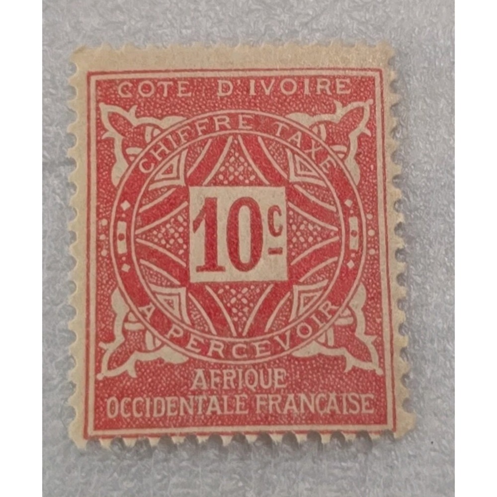 10-centime Postage Due Stamp Ivory Coast French West Africa 1914